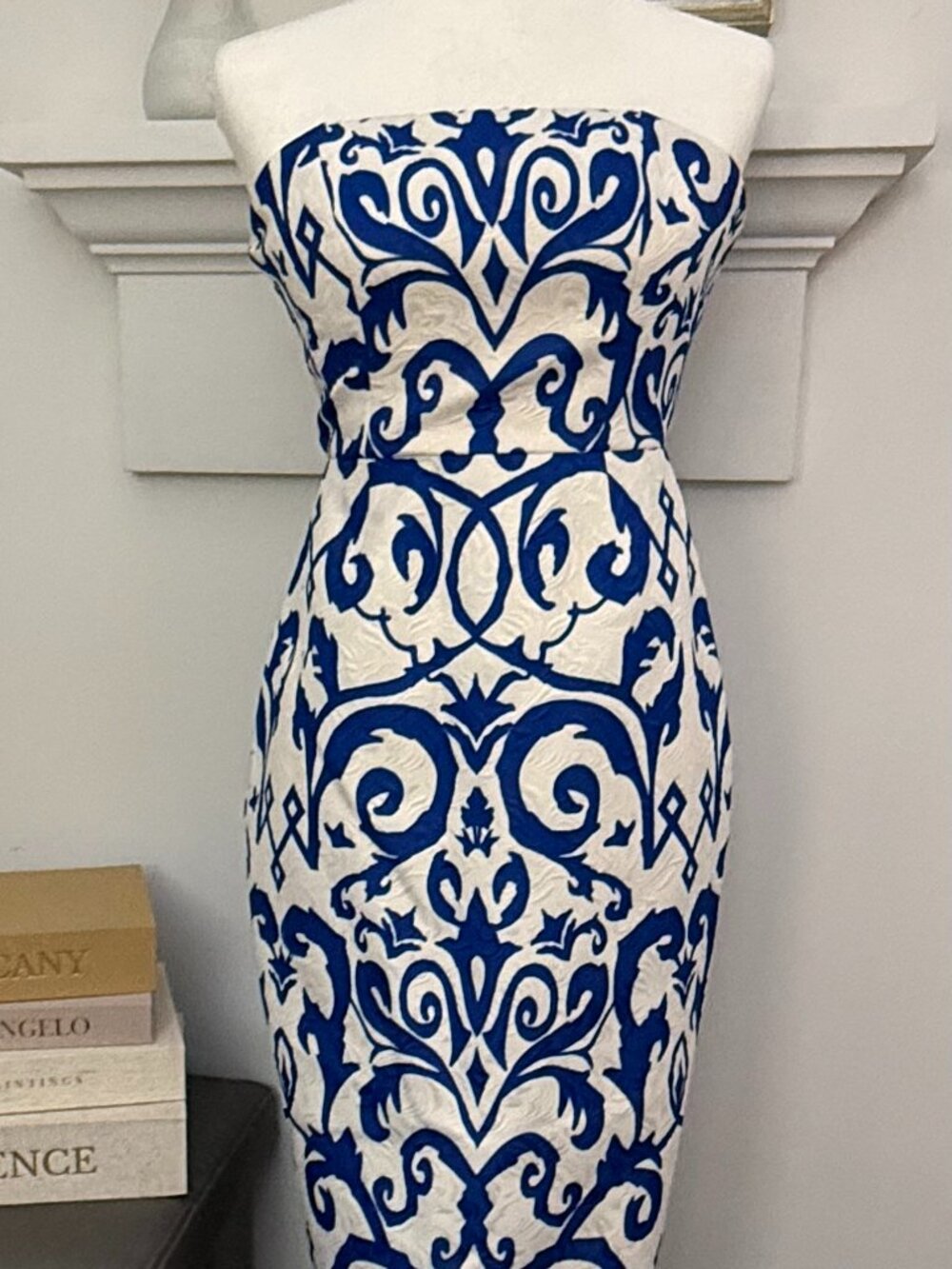 MILLY Orion Scroll Print Strapless Jacquard Maxi Dress NWT Size 4